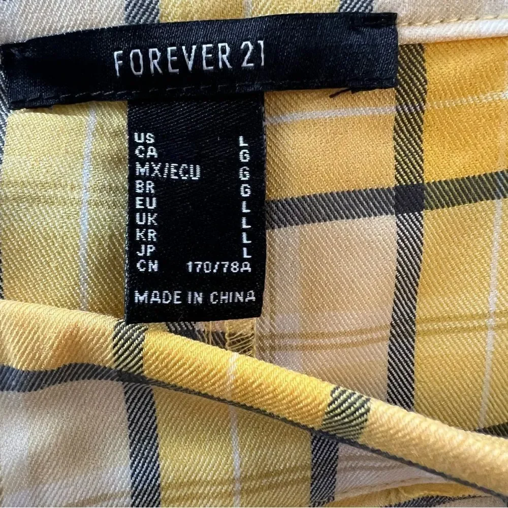 Forever 21 Yellow Plaid Cherry‎ Skort -- L